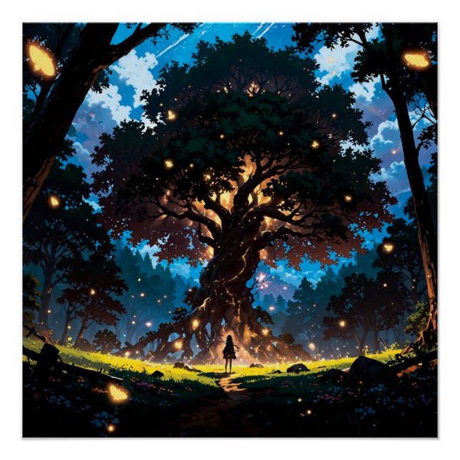 Póster Fantasy anime style forest (Frente)