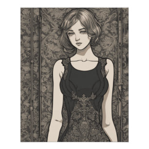 Póster Fantasy Anime Vintage LBD - Arte Encantadora