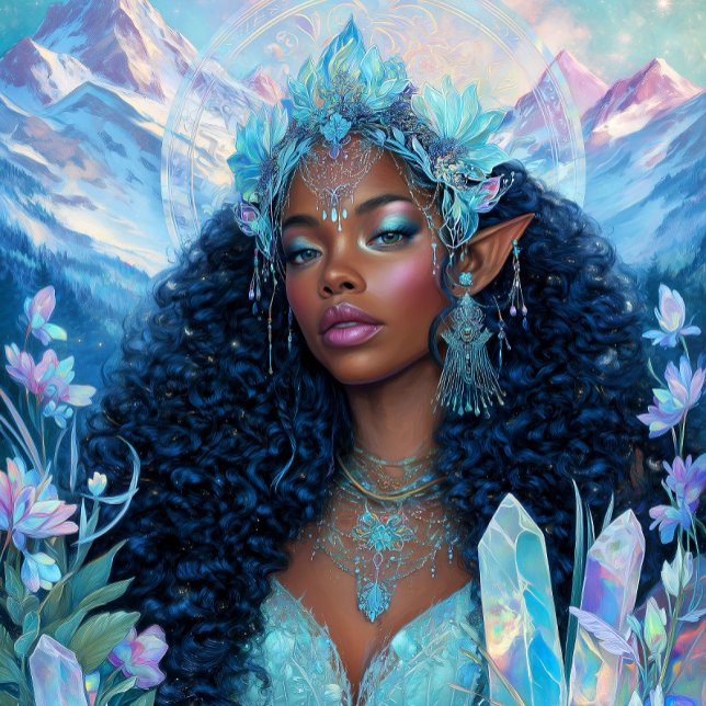 Poster  Fantasy Art Black Girl Black Queen Elf Goddess (Criador carregado)