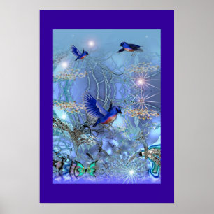 Poster Fantasy Art Blue Birds