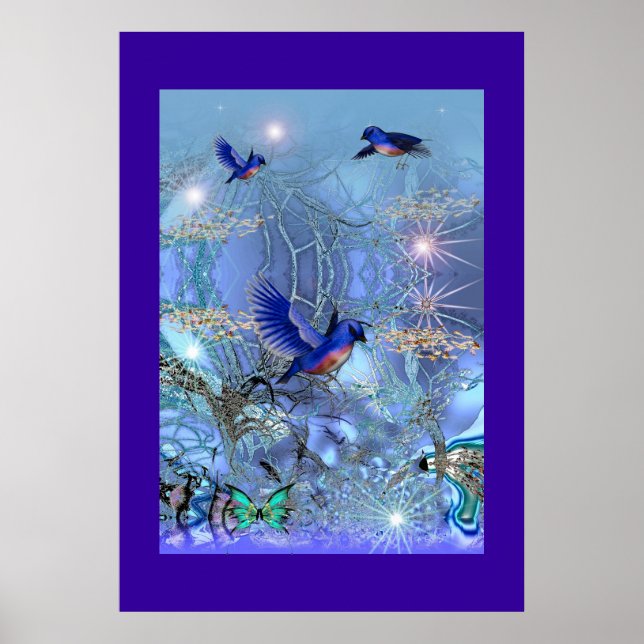 Poster Fantasy Art Blue Birds (Frente)