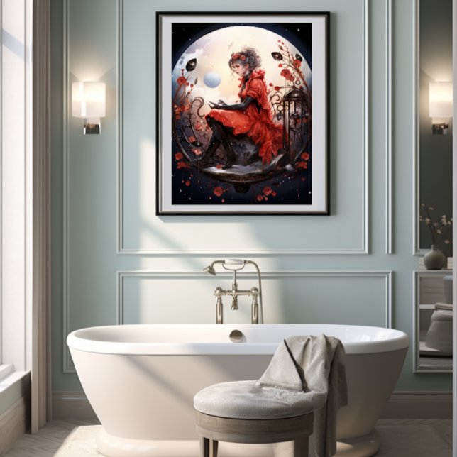 Poster 🌟 Fantasy Art Ladybug Delight 🦋 Não. 5 ("Step into a magical realm with our Ladybug Ladies! 🌟🐞 Each one carries a unique story of whimsy)