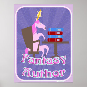 Poster Fantasy Autor Unicorn Cartoon Motto
