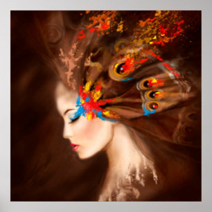 Poster Fantasy Belíssima borboleta Primavera