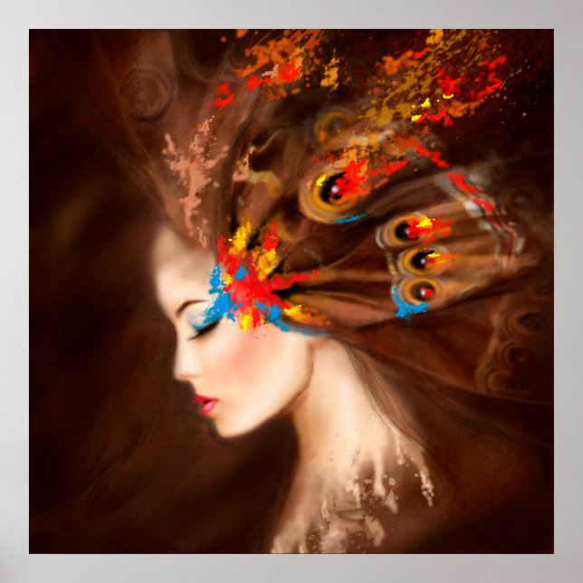 Poster Fantasy Belíssima borboleta Primavera (Frente)