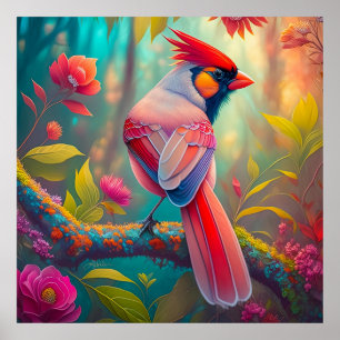 Poster Fantasy Birds Male Cardinal