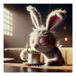 Póster Fantasy - Bonito Café Bebendo Coelhinho
