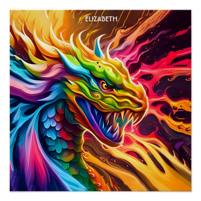 Póster Fantasy Colorful Myth Vivid Dragon. (Frente)