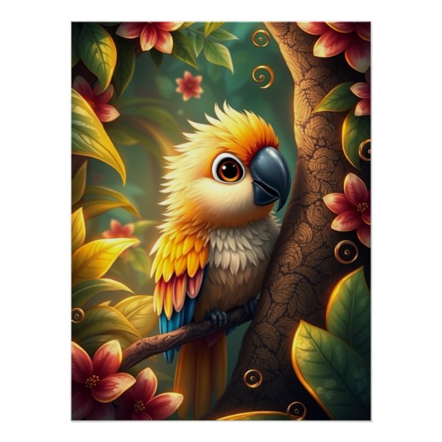 Póster Fantasy Colorful Parrot (Frente)
