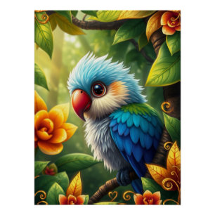 Póster Fantasy Colorful Parrot