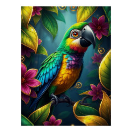 Póster Fantasy Colorful Parrot