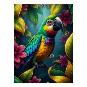 Póster Fantasy Colorful Parrot