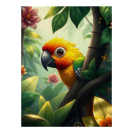 Póster Fantasy Colorful Parrot
