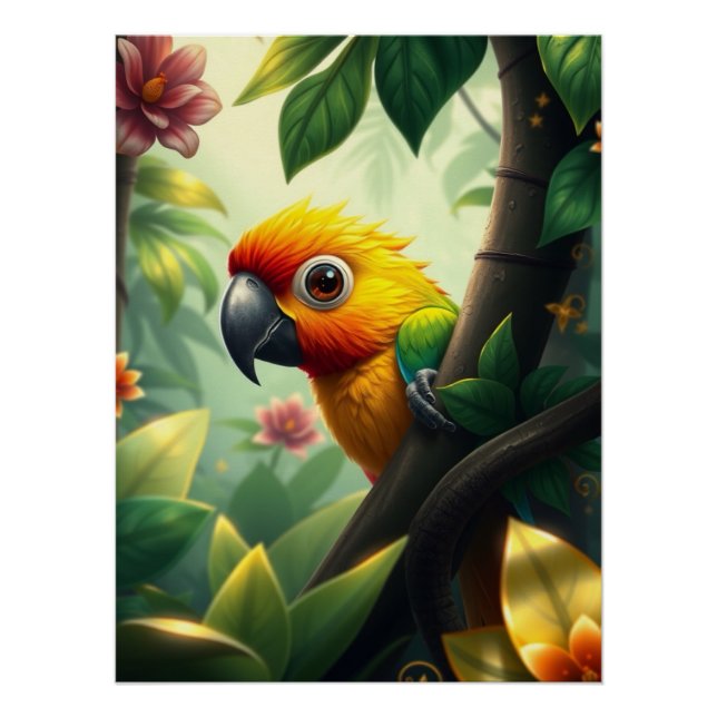 Póster Fantasy Colorful Parrot (Frente)