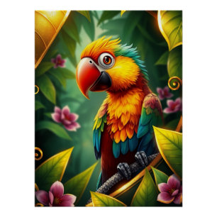 Póster Fantasy Colorful Parrot