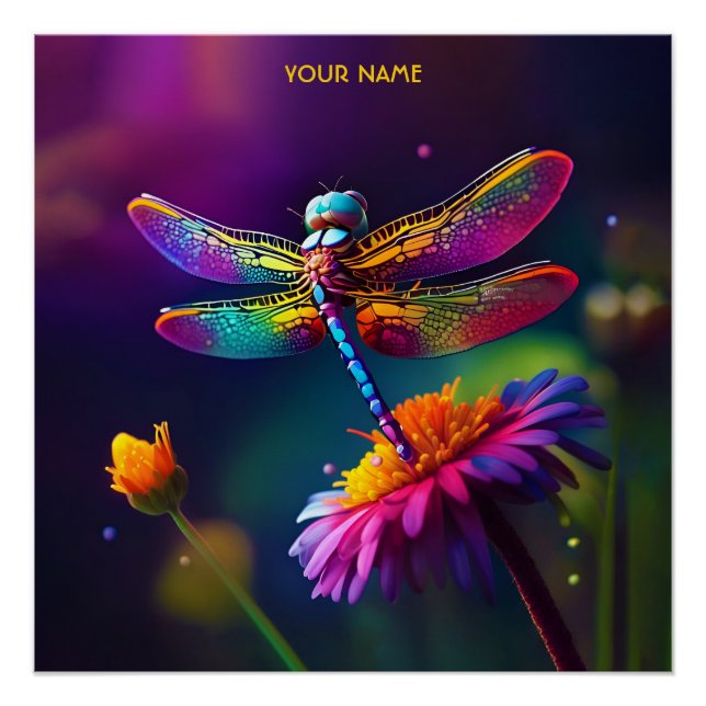Póster Fantasy Cuja Dragonfly Com Flor (Frente)