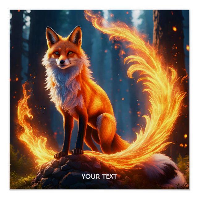Póster Fantasy Cuja Vivid Fox Fire Forest (Frente)