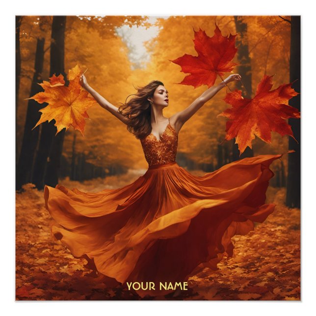 Póster Fantasy Cuja Vivid Girl Fall Forest (Frente)