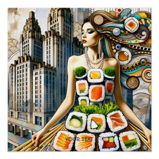 Póster Fantasy Cute Abstract Sushi Dress (Frente)