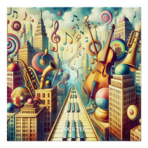 Póster Fantasy Cute Abstrato Music City