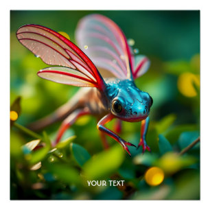 Póster Fantasy Cute Axolotl Com Asas