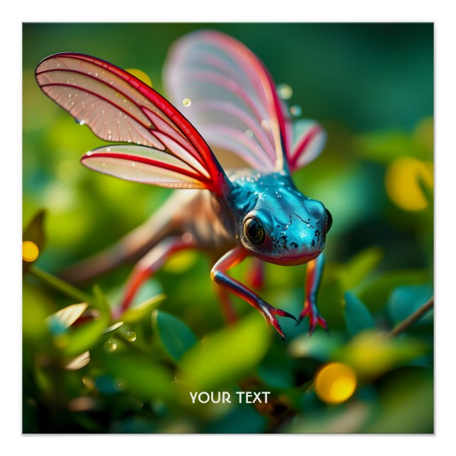 Póster Fantasy Cute Axolotl Com Asas (Frente)