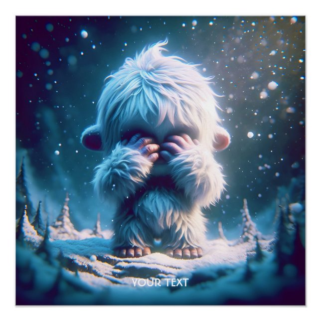 Póster Fantasy Cute Baby Yeti Winter (Frente)