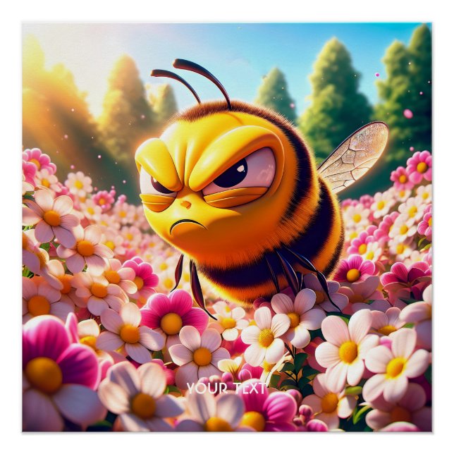 Póster Fantasy Cute Bee Flowers Sun (Frente)