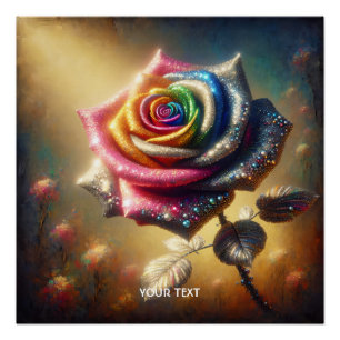 Póster Fantasy Cute Bejeweled Rainbow Rosa