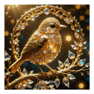 Póster Fantasy Cute Bird Filigree Diamantes