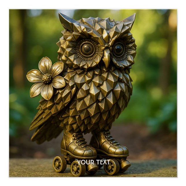 Póster Fantasy Cute Brass Owl Skates (Frente)