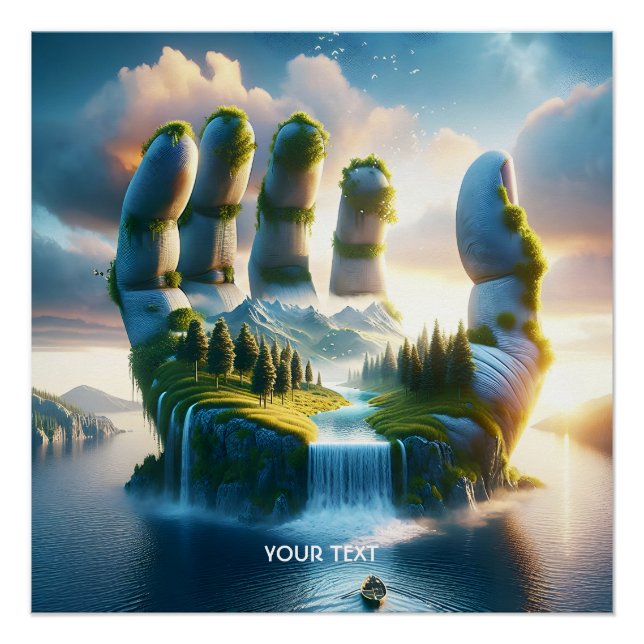 Póster Fantasy Cute Bridge Lake Hand (Frente)
