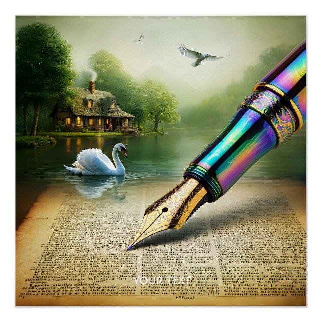 Póster Fantasy Cute Caneta Lake Swan (Frente)