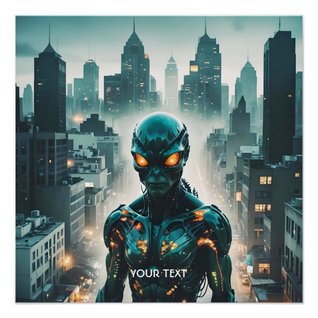 Póster Fantasy Cute Cyborg Evening City (Frente)