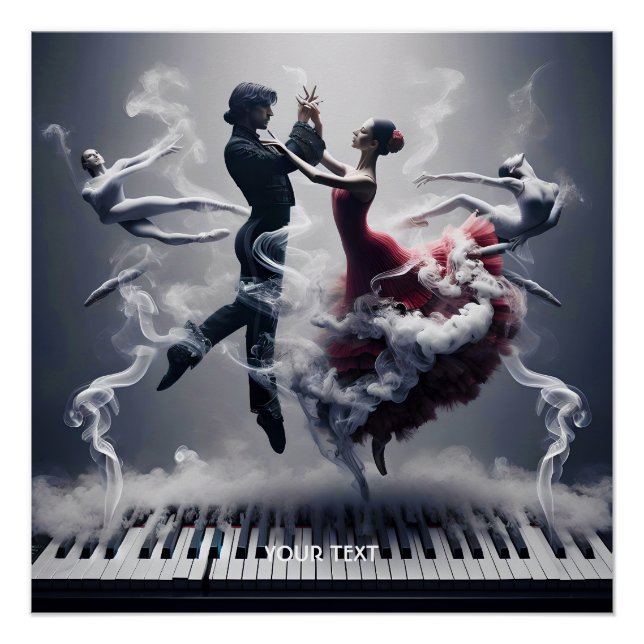 Póster Fantasy Cute Dancer Ballerina Piano (Frente)