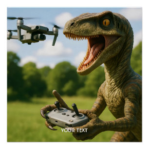 Póster Fantasy Cute Dinossaur Drone Forest