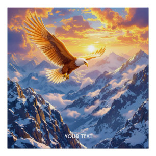Póster Fantasy Cute Eagle Mounges Sunrise