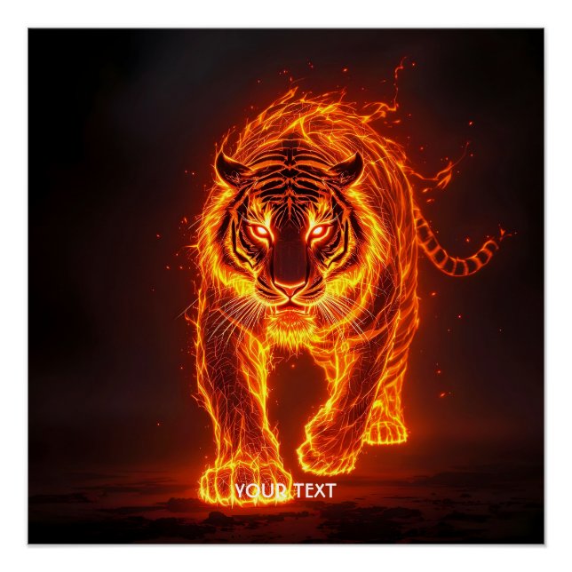 Póster Fantasy Cute Fire Big Tiger (Frente)