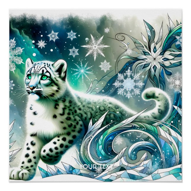 Póster Fantasy Cute Green Eyes Lepard (Frente)