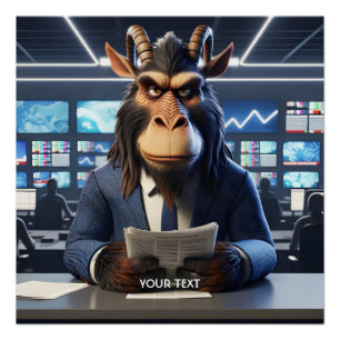 Póster Fantasy Cute Grumpy Old Gnu