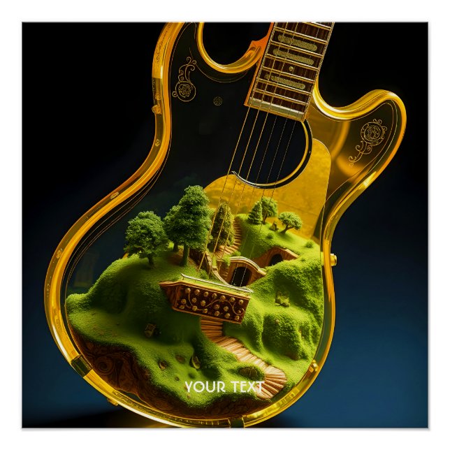 Póster Fantasy Cute Guitar Forest House (Frente)