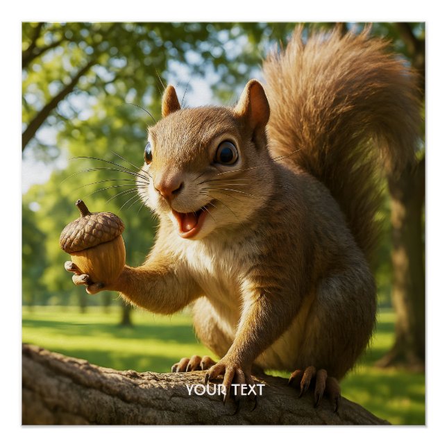 Póster Fantasy Cute Happy Squirrel Forest (Frente)