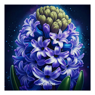 Póster Fantasy Cute Hyacinth Blue Gouache