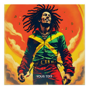 Póster Fantasy Cute Jamaica Flag Sun