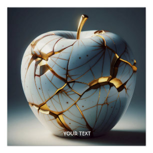 Póster Fantasy Cute Kintsugi Porcelain Apple