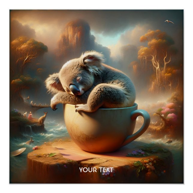 Póster Fantasy Cute Koala Tea Cup (Frente)