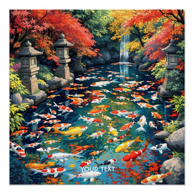 Póster Fantasy Cute Koi Fish Pond (Frente)