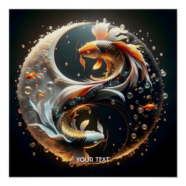 Póster Fantasy Cute Koi Yin Yang (Frente)