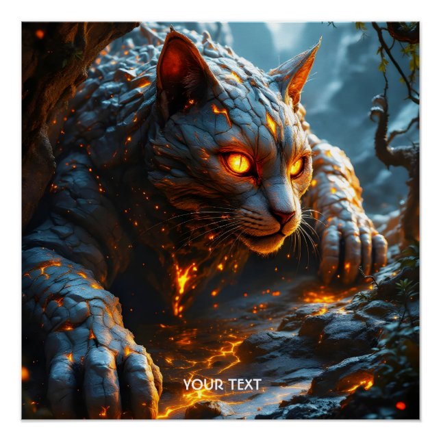 Póster Fantasy Cute Lava Fire Tiger (Frente)