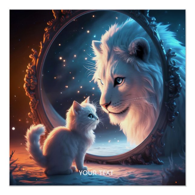 Póster Fantasy Cute Lion Kitten Mirror (Frente)